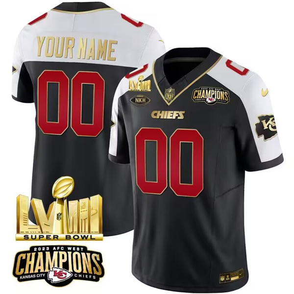 Men's Kansas City Chiefs Active Player Custom Black/White 2024 F.U.S.E. AFC West Champions Super Bowl LVIII Patch With "NKH" Patch Vapor Untouchable Limited Stitched Football Jersey Men's Kansas City Chiefs Active Player Custom Black/White 2024 F.U.S.E. AFC West Champions Super Bowl LVIII Patch With "NKH" Patch Vapor Untouchable Limited Stitched Football Jersey